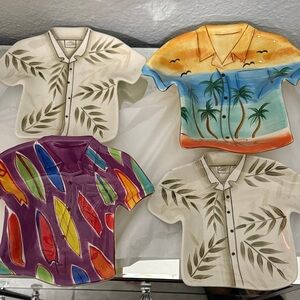 Hawaiian Shirts (2) plates and (2) bowls